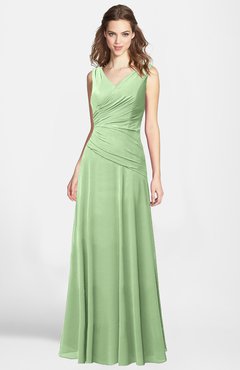 ColsBM Lina Sage Green  Fit-n-Flare V-neck Zip up Chiffon Bridesmaid Dresses