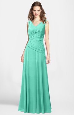 ColsBM Lina Seafoam Green  Fit-n-Flare V-neck Zip up Chiffon Bridesmaid Dresses