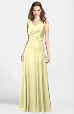 ColsBM Lina Soft Yellow  Fit-n-Flare V-neck Zip up Chiffon Bridesmaid Dresses