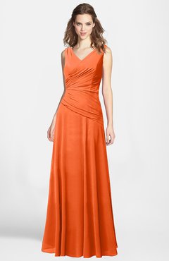 ColsBM Lina Tangerine  Fit-n-Flare V-neck Zip up Chiffon Bridesmaid Dresses