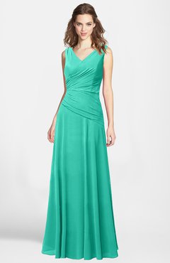 ColsBM Lina Viridian Green  Fit-n-Flare V-neck Zip up Chiffon Bridesmaid Dresses