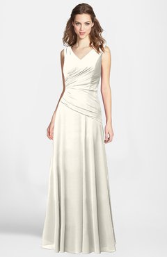 ColsBM Lina Whisper White  Fit-n-Flare V-neck Zip up Chiffon Bridesmaid Dresses