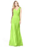 ColsBM Amina Bright Green Gorgeous Fit-n-Flare V-neck Sleeveless Chiffon Ruching Bridesmaid Dresses