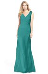 ColsBM Amina Emerald Green Gorgeous Fit-n-Flare V-neck Sleeveless Chiffon Ruching Bridesmaid Dresses