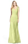ColsBM Amina Lime Green Gorgeous Fit-n-Flare V-neck Sleeveless Chiffon Ruching Bridesmaid Dresses
