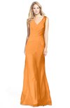 ColsBM Amina Orange Gorgeous Fit-n-Flare V-neck Sleeveless Chiffon Ruching Bridesmaid Dresses