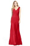 ColsBM Amina Red Gorgeous Fit-n-Flare V-neck Sleeveless Chiffon Ruching Bridesmaid Dresses