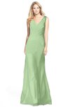 ColsBM Amina Sage Green Gorgeous Fit-n-Flare V-neck Sleeveless Chiffon Ruching Bridesmaid Dresses
