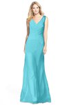 ColsBM Amina Turquoise Gorgeous Fit-n-Flare V-neck Sleeveless Chiffon Ruching Bridesmaid Dresses