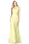 ColsBM Amina Wax Yellow Gorgeous Fit-n-Flare V-neck Sleeveless Chiffon Ruching Bridesmaid Dresses