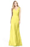 ColsBM Amina Yellow Iris Gorgeous Fit-n-Flare V-neck Sleeveless Chiffon Ruching Bridesmaid Dresses