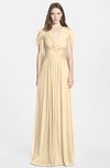 ColsBM Rosie Apricot Gelato Elegant A-line V-neck Short Sleeve Zip up Bridesmaid Dresses