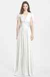 ColsBM Rosie Cloud White Elegant A-line V-neck Short Sleeve Zip up Bridesmaid Dresses