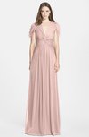 ColsBM Rosie Dusty Rose Elegant A-line V-neck Short Sleeve Zip up Bridesmaid Dresses