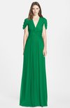 ColsBM Rosie Green Elegant A-line V-neck Short Sleeve Zip up Bridesmaid Dresses