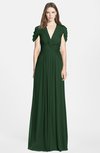 ColsBM Rosie Hunter Green Elegant A-line V-neck Short Sleeve Zip up Bridesmaid Dresses