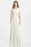 ColsBM Rosie Ivory Elegant A-line V-neck Short Sleeve Zip up Bridesmaid Dresses
