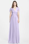 ColsBM Rosie Pastel Lilac Elegant A-line V-neck Short Sleeve Zip up Bridesmaid Dresses