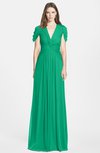 ColsBM Rosie Sea Green Elegant A-line V-neck Short Sleeve Zip up Bridesmaid Dresses