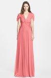 ColsBM Rosie Shell Pink Elegant A-line V-neck Short Sleeve Zip up Bridesmaid Dresses
