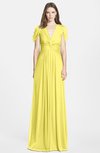 ColsBM Rosie Yellow Iris Elegant A-line V-neck Short Sleeve Zip up Bridesmaid Dresses
