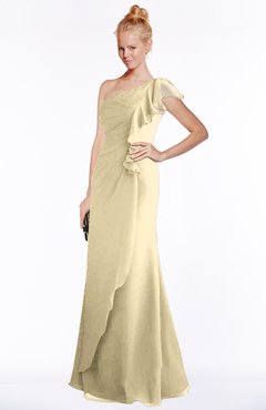 ColsBM Hope Cornhusk Gorgeous Trumpet One Shoulder Zip up Chiffon Floor Length Bridesmaid Dresses