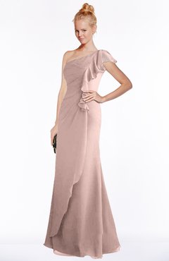 ColsBM Hope Dusty Rose Gorgeous Trumpet One Shoulder Zip up Chiffon Floor Length Bridesmaid Dresses