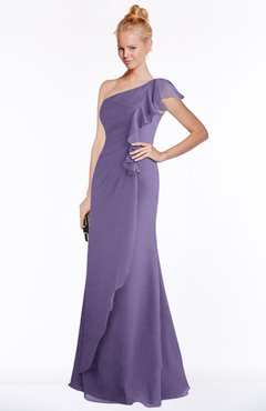 ColsBM Hope Lilac Gorgeous Trumpet One Shoulder Zip up Chiffon Floor Length Bridesmaid Dresses