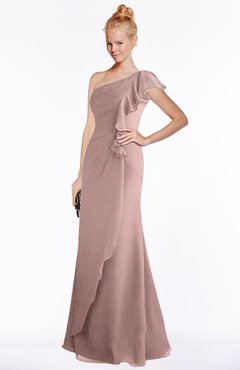 ColsBM Hope Nectar Pink Gorgeous Trumpet One Shoulder Zip up Chiffon Floor Length Bridesmaid Dresses