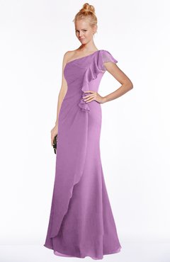 ColsBM Hope Orchid Gorgeous Trumpet One Shoulder Zip up Chiffon Floor Length Bridesmaid Dresses