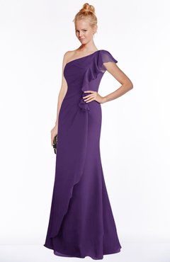 ColsBM Hope Pansy Gorgeous Trumpet One Shoulder Zip up Chiffon Floor Length Bridesmaid Dresses