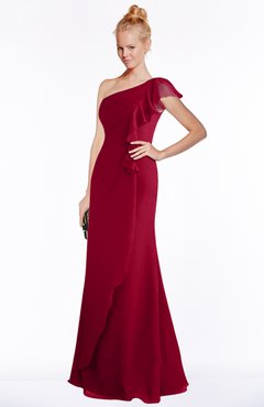 ColsBM Hope Scooter Gorgeous Trumpet One Shoulder Zip up Chiffon Floor Length Bridesmaid Dresses