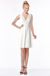 ColsBM Rivka Cloud White Glamorous Fit-n-Flare V-neck Zip up Chiffon Knee Length Bridesmaid Dresses