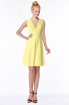 ColsBM Rivka Daffodil Glamorous Fit-n-Flare V-neck Zip up Chiffon Knee Length Bridesmaid Dresses