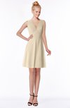 ColsBM Rivka Novelle Peach Glamorous Fit-n-Flare V-neck Zip up Chiffon Knee Length Bridesmaid Dresses