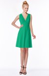 ColsBM Rivka Pepper Green Glamorous Fit-n-Flare V-neck Zip up Chiffon Knee Length Bridesmaid Dresses