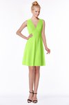 ColsBM Rivka Sharp Green Glamorous Fit-n-Flare V-neck Zip up Chiffon Knee Length Bridesmaid Dresses