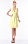 ColsBM Rivka Wax Yellow Glamorous Fit-n-Flare V-neck Zip up Chiffon Knee Length Bridesmaid Dresses