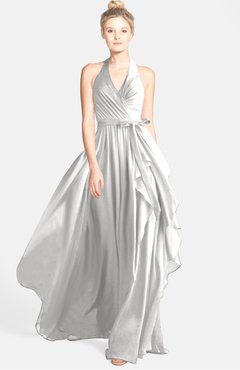 ColsBM Anya Cloud White Glamorous A-line Sleeveless Zip up Chiffon Ribbon Bridesmaid Dresses