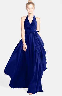 ColsBM Anya Electric Blue Glamorous A-line Sleeveless Zip up Chiffon Ribbon Bridesmaid Dresses