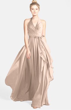 ColsBM Anya Fresh Salmon Glamorous A-line Sleeveless Zip up Chiffon Ribbon Bridesmaid Dresses