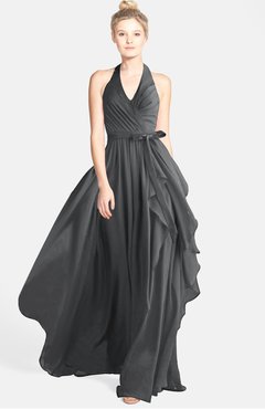 ColsBM Anya Grey Glamorous A-line Sleeveless Zip up Chiffon Ribbon Bridesmaid Dresses