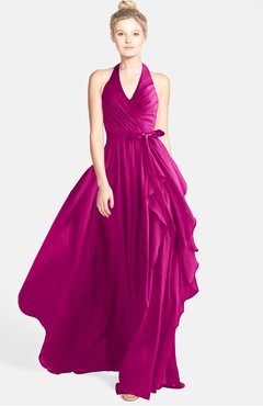 ColsBM Anya Hot Pink Glamorous A-line Sleeveless Zip up Chiffon Ribbon Bridesmaid Dresses