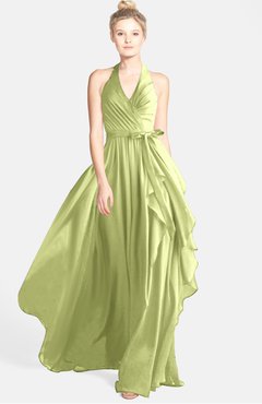 ColsBM Anya Lime Green Glamorous A-line Sleeveless Zip up Chiffon Ribbon Bridesmaid Dresses