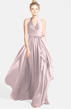 ColsBM Anya Petal Pink Glamorous A-line Sleeveless Zip up Chiffon Ribbon Bridesmaid Dresses