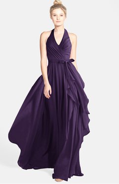 ColsBM Anya Violet Glamorous A-line Sleeveless Zip up Chiffon Ribbon Bridesmaid Dresses