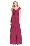 ColsBM Magnolia Burgundy Gorgeous A-line V-neck Chiffon30 Floor Length Bridesmaid Dresses