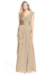 ColsBM Magnolia Champagne Gorgeous A-line V-neck Chiffon30 Floor Length Bridesmaid Dresses