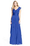 ColsBM Magnolia Electric Blue Gorgeous A-line V-neck Chiffon30 Floor Length Bridesmaid Dresses