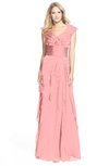 ColsBM Magnolia Flamingo Pink Gorgeous A-line V-neck Chiffon30 Floor Length Bridesmaid Dresses